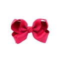 Rose red ribbed ribbon bow hair clip for children with elegant bubble flower design - Rose Red