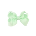 Mint green grosgrain ribbon bow hair clip for children on a white background - Light Green