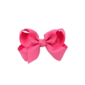 Pink grosgrain ribbon bow hair clip for girls with ribbed texture on white background - Pink