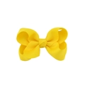 Yellow ribbed ribbon bow hair clip for girls with a vibrant polished finish and cute design - Yellow