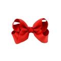 Classic bright red grosgrain ribbon bow hair clip with textured fabric for girls - Red