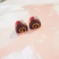 Miniature resin chocolate roll cake charms for DIY crafts and phone case decorations - Toast Coffee
