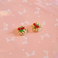 Miniature cherry waffle earrings handmade from resin, set on a cute pink background - Style C-Yellow / 10*15mm