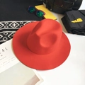 Classic wide brim red wool fedora hat for men and women in retro British style - Red