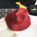 Classic red wool fedora hat for men and women with a stylish wide brim design - Burgundy