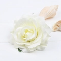 Elegant ivory white silk rose hair clip accessory with multi-layered artificial petals - Off White