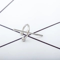 Minimalist silver geometric C-shaped ear cuff with cross bar and polished metal finish - Silver