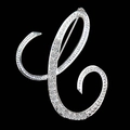 Silver letter C brooch with sparkling crystals on a black background - Letter C / Silver