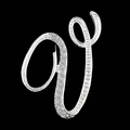 Silver U-shaped brooch pin with clear crystal inlay on a dark background - Letter V / Silver