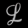 Elegant silver letter L brooch with crystal diamonds on a premium black background - L / Silver