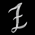 Elegant silver letter brooch with sparkling clear crystals on a black background - Letter Z / Silver