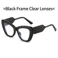 Cat eye glasses featuring a black frame and clear blue light blocking lenses - Black Frame Clear Lenses