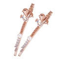 Bow hair clip in rose gold with champagne crystals and pearls in peacock feather design - Pair Clip / 168 Champagne