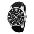 Men's sports chronograph watch with black rubber strap and silver metal casing variant - Black