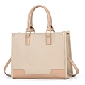 Chic apricot faux leather tote bag with lychee texture and adjustable shoulder strap - L32 W13 H29cm / Apricot