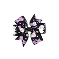 Halloween ribbon bow hair clip with black cats, ghosts and bats patterns on black rib belt - Black Multi-element Halloween Pattern