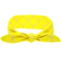 Elastic baby headband with yellow lemon print and a decorative rabbit ear bow knot - Lemon
