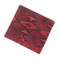 Short wallet for men featuring red and black faux snakeskin texture on white background - Red Snake Pattern