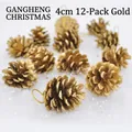 Set di 12 pigne dorate da 4cm per decorazioni natalizie e addobbi per l'albero di Natale - Oro 4cm (Confezione da 12)