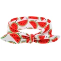 Elastic baby headband with a vibrant red and green watermelon print and a knot detail - Watermelon