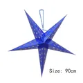 Stella decorativa 3D blu scuro 90cm con motivi di luna dorata e cordino blu appeso - 90cm / Blu