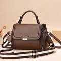 Minimalistische bruine PU-lederen crossbodytas met gestreepte riem en zilveren gesp - Koffie Stijl 2