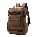 Brown vintage canvas backpack for men with large capacity and multi-pocket design - Coffee