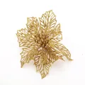 Sparkling gold glitter hollow Christmas flower ornament for festive holiday tree decoration - Gold