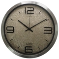 Orologio da parete da 12 pollici in acciaio spazzolato argento con quadrante dorato lucido - Argento Oro Glitter
