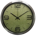 Orologio da parete da 12 pollici in acciaio argento con quadrante verde glitter e quarzo - Cornice Argento + Quadrante Glitterato Verde / 12 Pollici