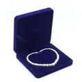 Close-up of a white pearl necklace in a premium dark blue velvet jewelry gift box - Heart Necklace Box 19*19*4CM / Sapphire Blue