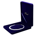 Navy blue velvet jewelry box with premium pearl necklace featuring sparkling spacers - Oval Necklace Box 19*24*4CM / Sapphire Blue