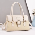 Elegant beige woven crossbody handbag with rhinestone horseshoe buckle and gold hardware - Off-white