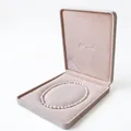 Boîte à bijoux en velours beige pour colliers de perles avec doublure intérieure douce - Boîte à collier ovale 19*24*4CM / Blanc Cassé