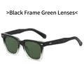 Fashionable square sunglasses with black gradient frame, green lenses and gold rivets - Black Frame Dark Green Lens