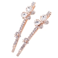 Pinzas para el cabello de mariposa doradas con cristales brillantes y diamantes de imitación - Blanco