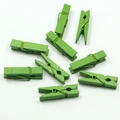 Set of small green wooden pegs 3.5x0.7cm for photo decoration and craft projects - Green