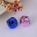 Polished blue and pink metal Christmas pet bells with four-leaf clover pattern cutouts - 10mm / Pink