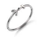 Bracciale rigido in acciaio inossidabile argento lucido con elementi unici ad ancora e a T - Color Acciaio