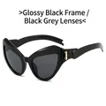 Cat-Eye-Radbrille mit glänzend schwarzem Rahmen und dunkelgrauen Gläsern für Mode - Glänzender Schwarzer Rahmen Schwarzgraue Gläser (C0.1)