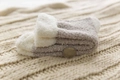 Close-up of thick coral fleece winter socks showcasing fluffy texture and warmth - One Size / Solid Khaki