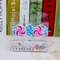 Lollipop shaped party candles in pink and blue swirl colors for cake decoration - Windmill Candle