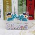 Blue and white heart and baby themed candle set in transparent gift packaging for parties - Heart Baby Boy Candle