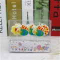 Cartoon party candle set with bees and flowers in a clear transparent gift box - Bee Candle