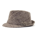 Classic British style fedora hat featuring a brown grey houndstooth pattern design - 56-58cm / Coffee Plaid Original Band