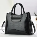 Sac à main chic noir à motif crocodile, grande capacité avec bandoulière amovible - 30x12x23cm / Motif Crocodile Noir