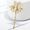Vintage Metall-Haarklammer in Gold mit Bienenmotiv und detaillierten hohlen Flügeln - Gold