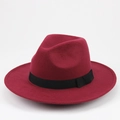 Classic wine red wool felt fedora hat featuring a stylish black grosgrain ribbon band - 56-59cm Adjustable / Burgundy