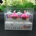 Set of 5 pink cupcakes and butterflies shaped party candles in a transparent gift box - Cake Butterfly Candle
