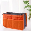 Dual-zipper felt organizer insert in orange and dark grey with mesh pockets - Orange